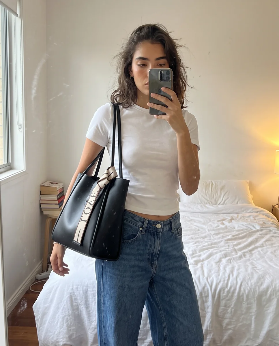 Getting ready with the Everyday Tote in Noir