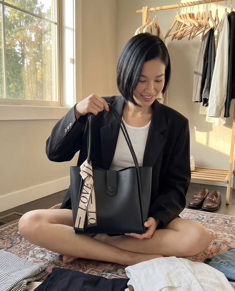 Styling the Everyday Tote in Noir at home